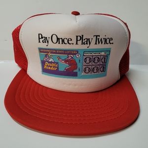 Vintage Wa Lottery Lotto Snapback Trucker Hat Cap Scratch Ticket Baseball Rare